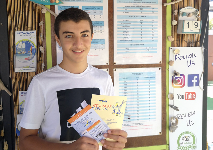 windsurfing lessons Cyprus Larnaca